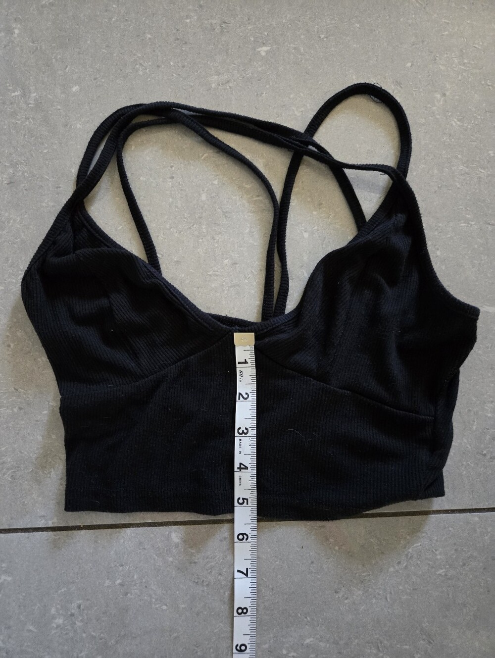 SHEIN Black Ribbed Strappy Bralette